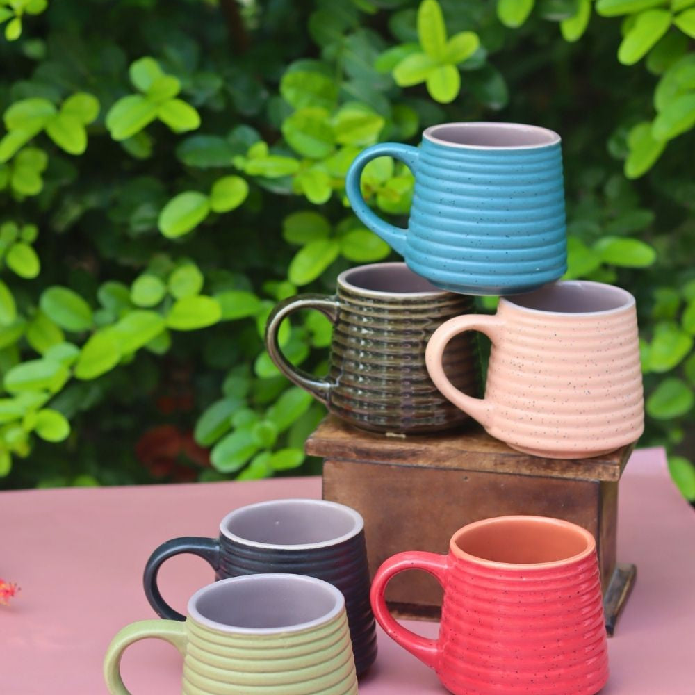 handmade Set of 6 Coffee & Chill Mugs (for the price of 5)