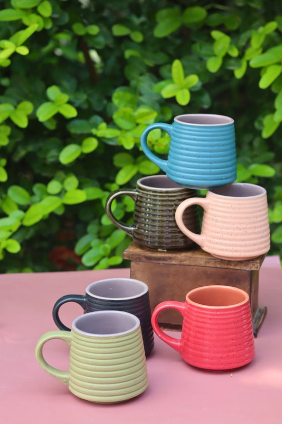 handmade Set of 6 Coffee & Chill Mugs (for the price of 5)