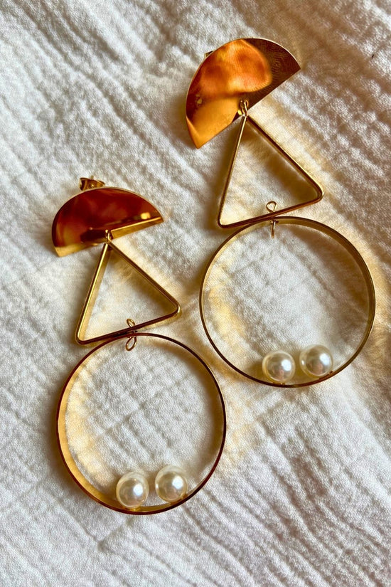 Anti tarnish Geometric Drop Earrings