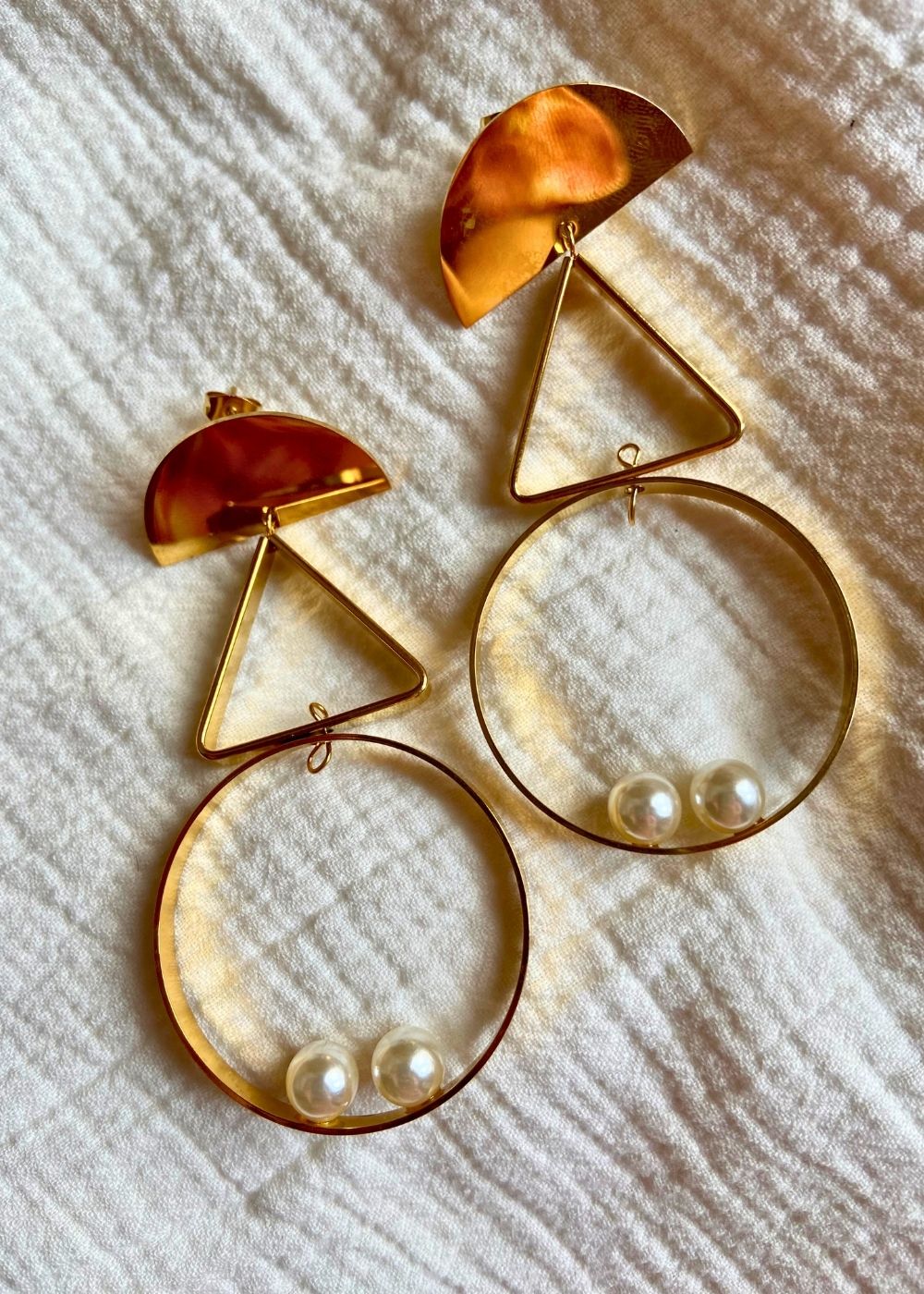 Anti tarnish Geometric Drop Earrings