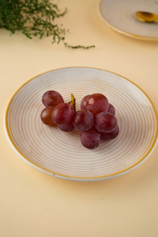 handmade pearl white swirl quarter plate for your fruits & salad