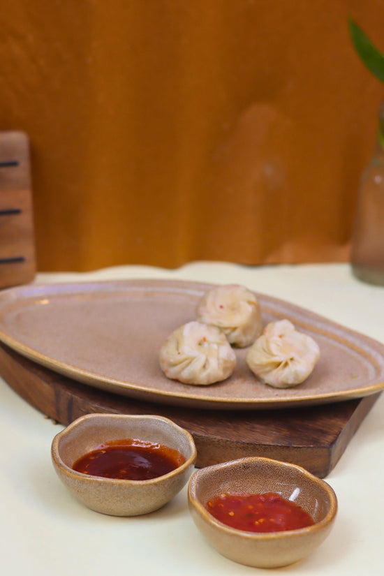 Artisanal Beige Serving Platter with Bowls