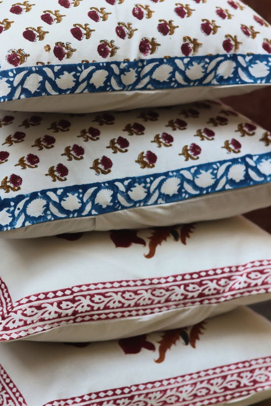 Handmade Maroon Floral & Floral Foliage cushion cover combo