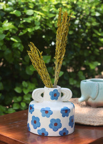 Blue Floral Print Ceramic Vase made by ceramic