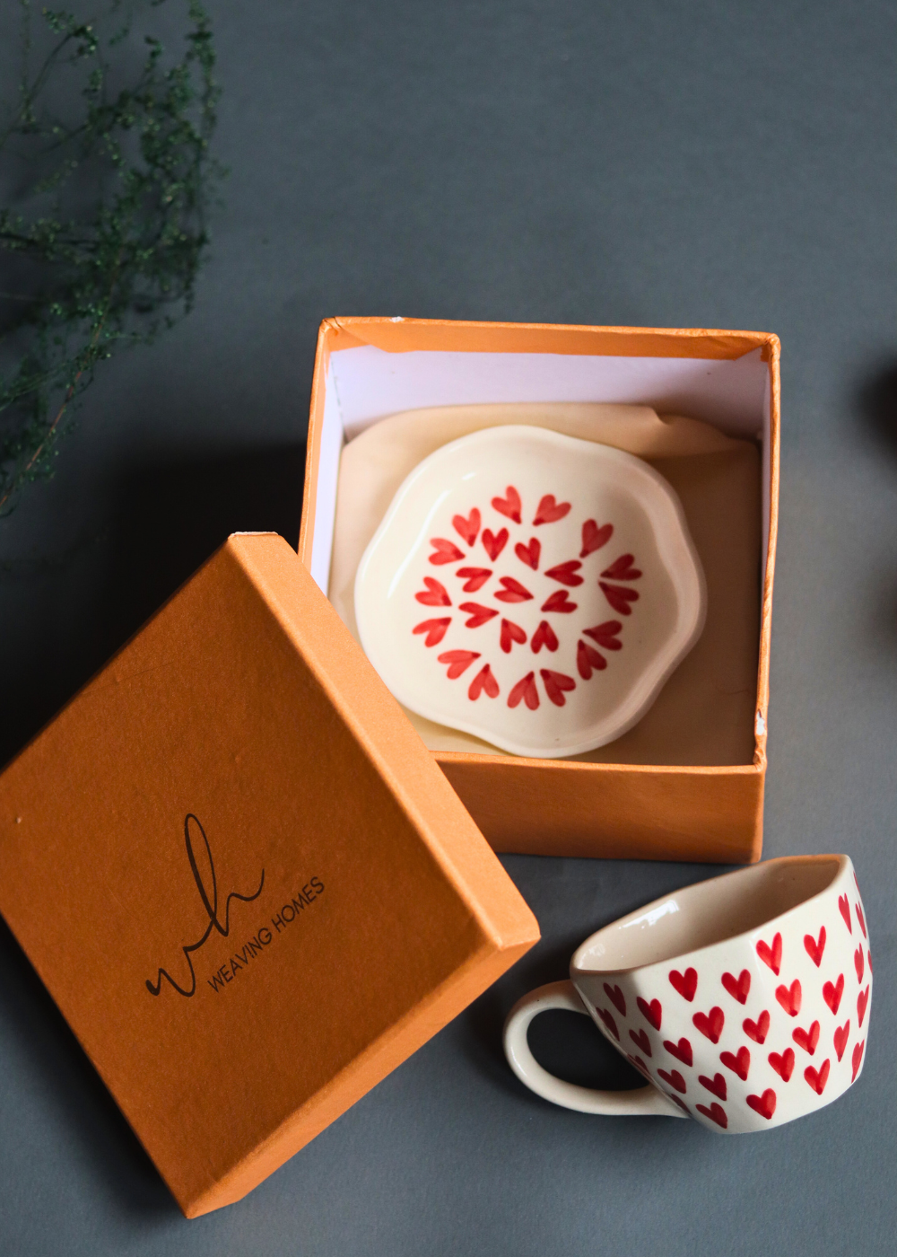 Heart mug & All heart dessert plate in a gift box