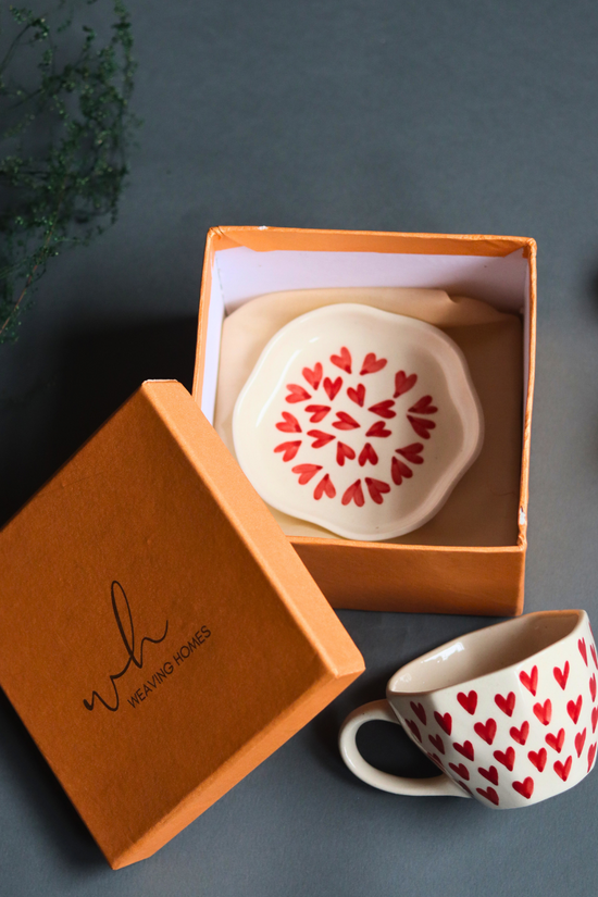 Heart mug & All heart dessert plate in a gift box