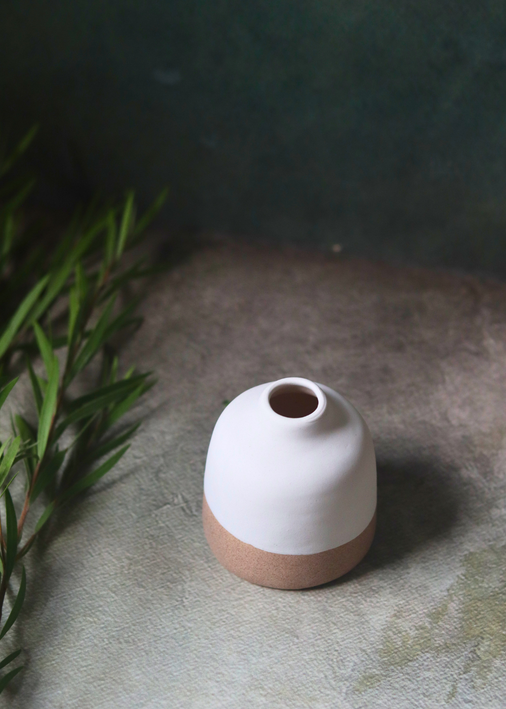 White & Sanded handmade bud vase - short