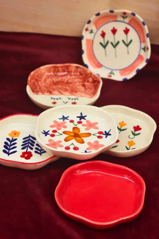 Set of 6 Floral Dreams Handmade Dessert Plate (for the price of 5) handmade in India