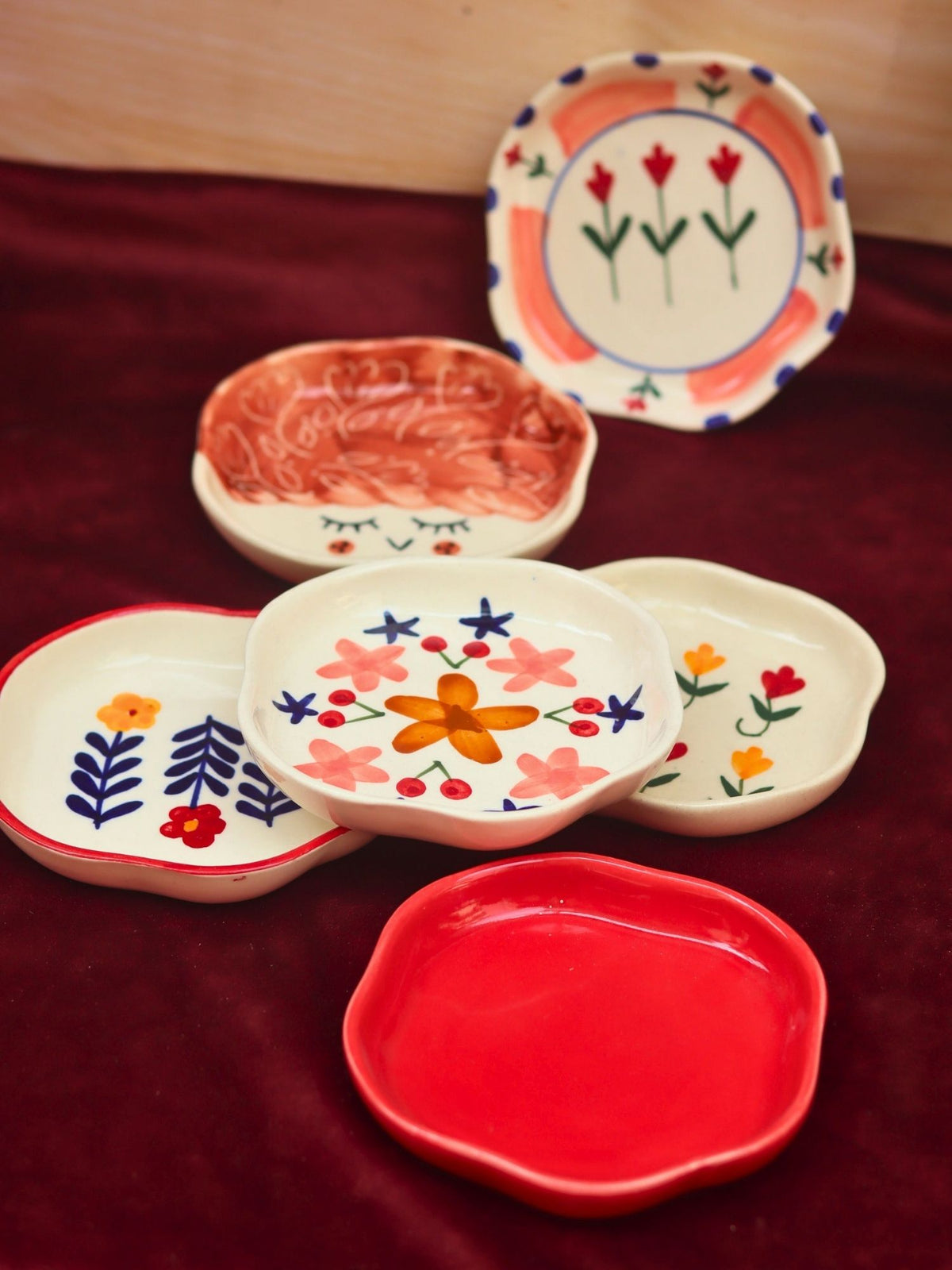 Set of 6 Floral Dreams Handmade Dessert Plate (for the price of 5) handmade in India