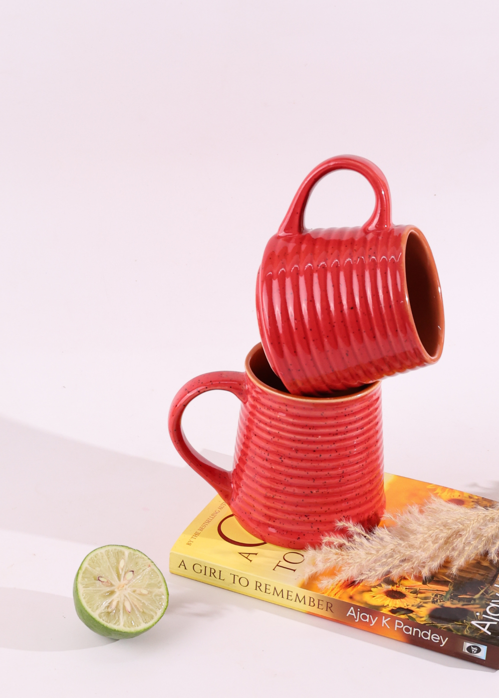 handmade red coffee mug made by ceramic 