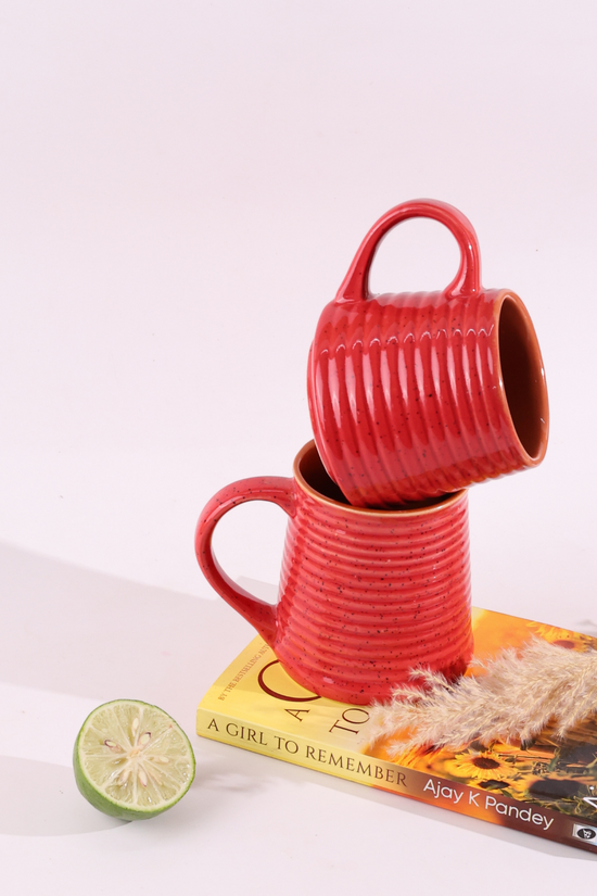 handmade red coffee mug made by ceramic 