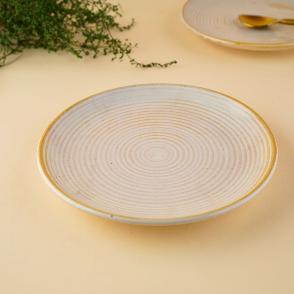 pearl white swirl quarter plate made by ceramic 