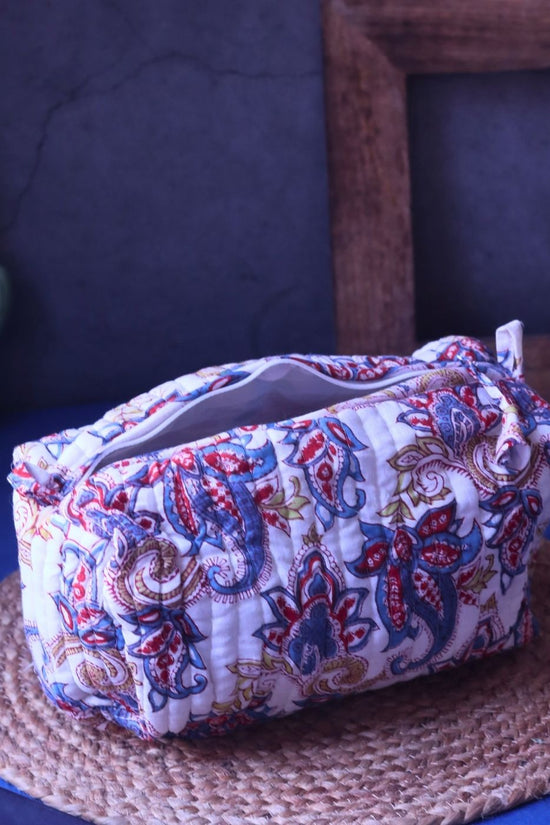 White Paisley Toiletry Bag - Large with premium quality material