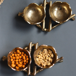 Golden snack trays with snack