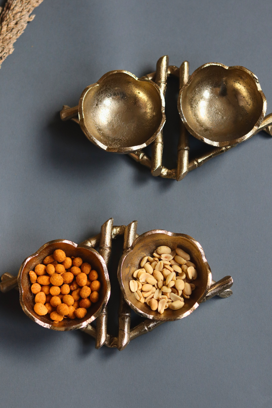 Golden snack trays with snack