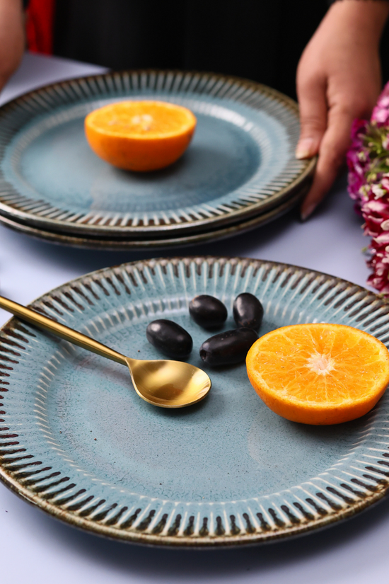 teal quarter plate handmade in india