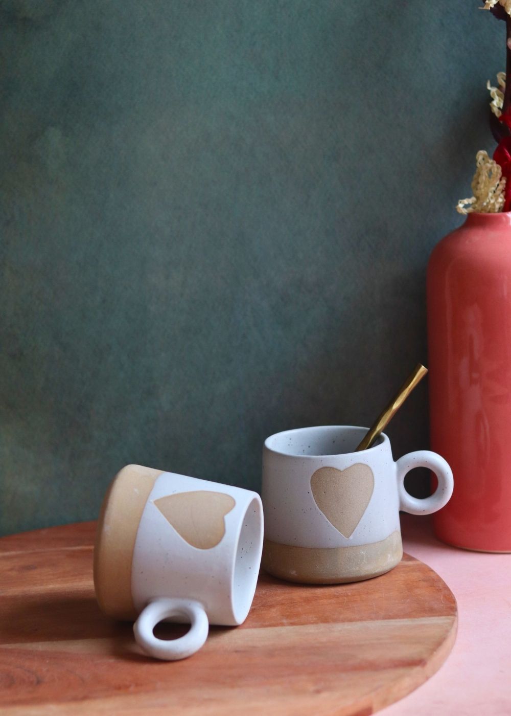 rustic heart mug made by ceramic