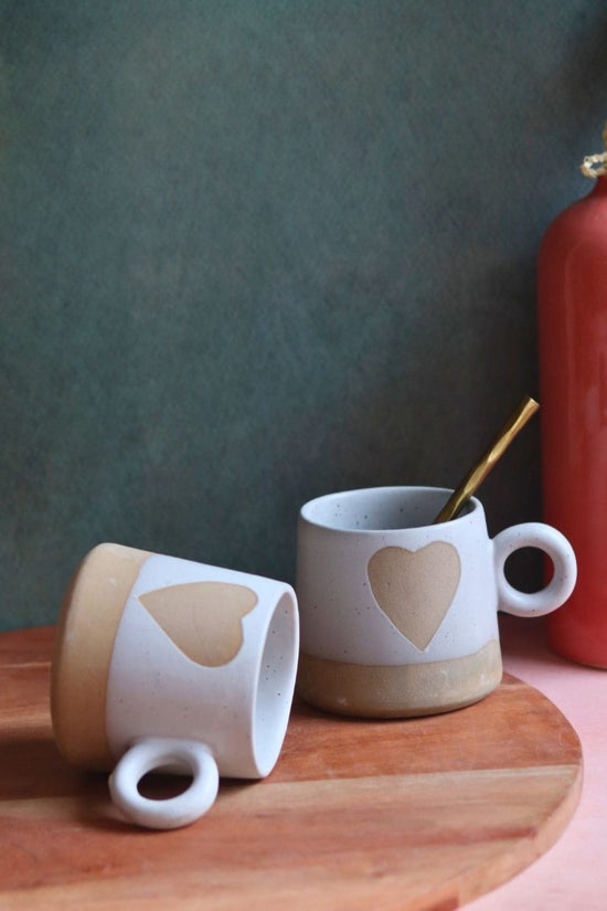 rustic heart mug made by ceramic