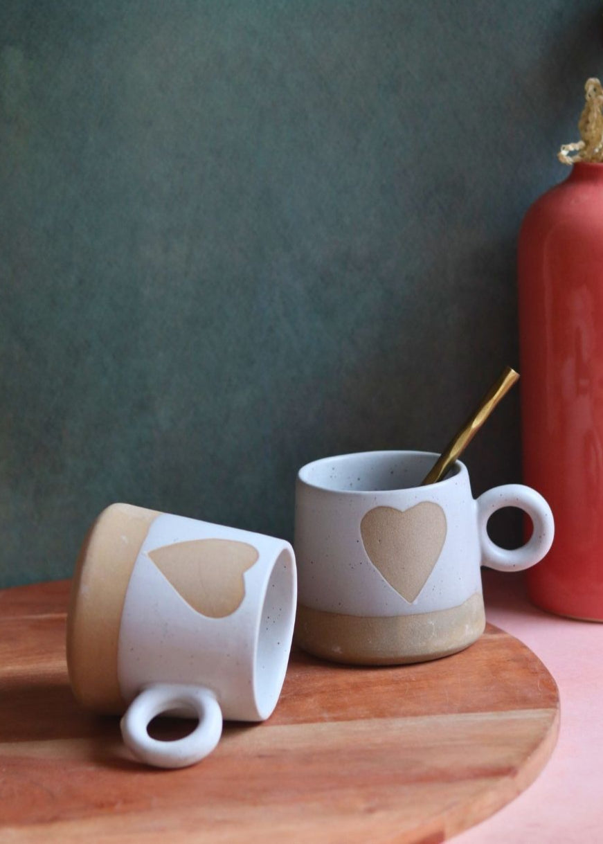 rustic heart mug made by ceramic
