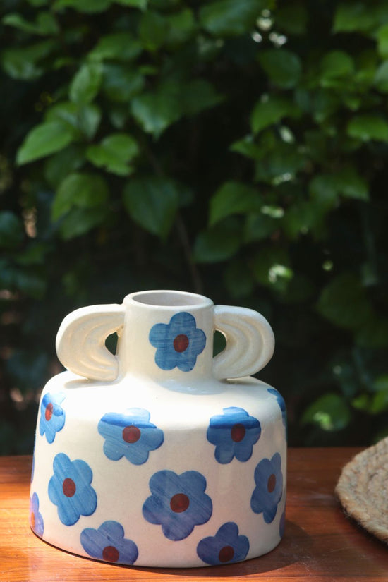 Blue Floral Print Ceramic Vase with premium quality material