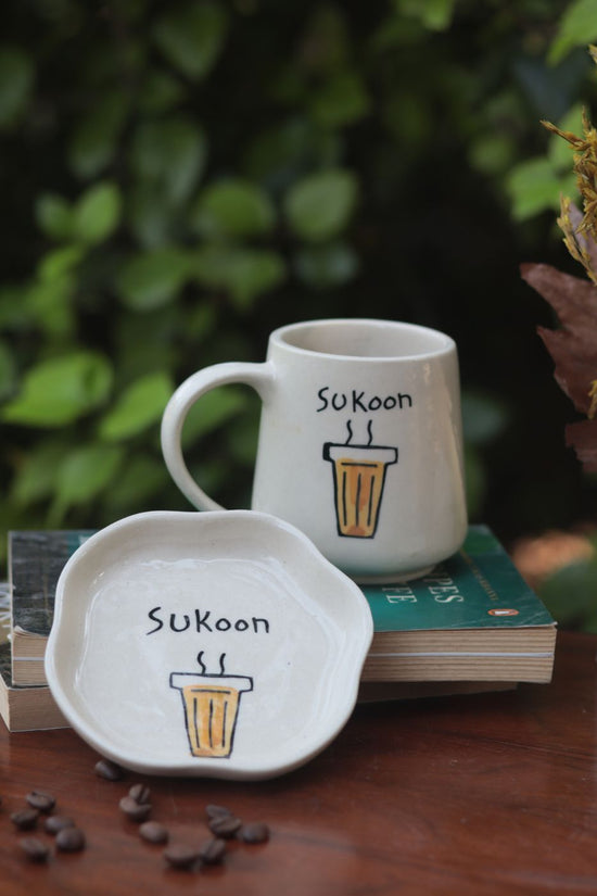 Sukoon Mug & Handmade Dessert Plate made by ceramic