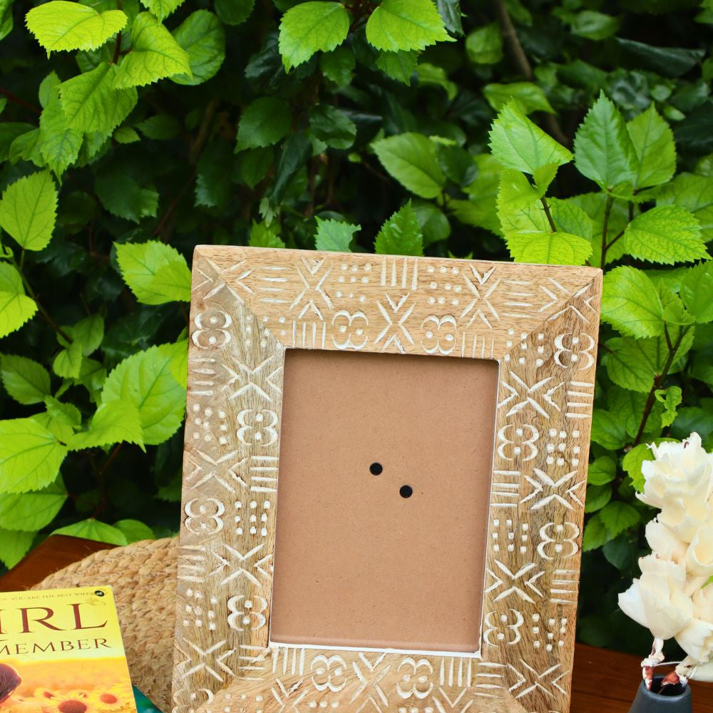 Handmade aesthetic carved wooden frame