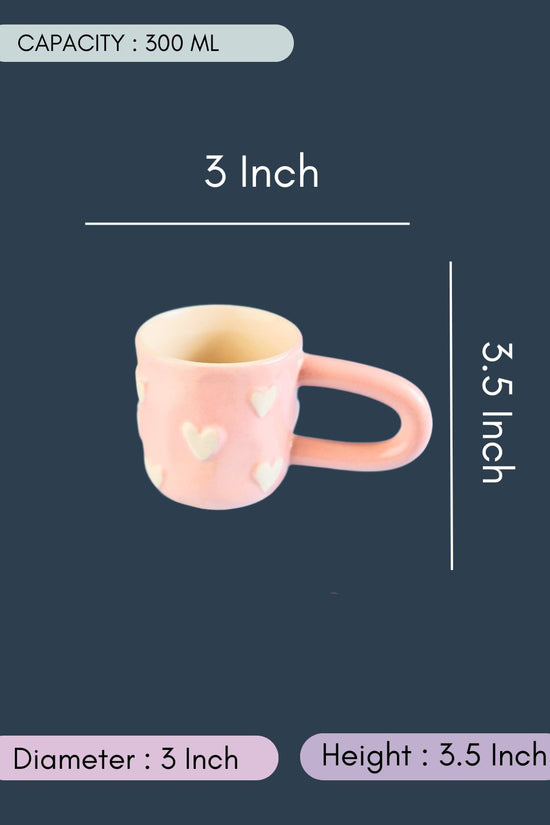 Pastel Pink Heart Mug with all Measurements