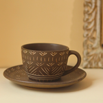 Ceramic cup & saucer set brown color