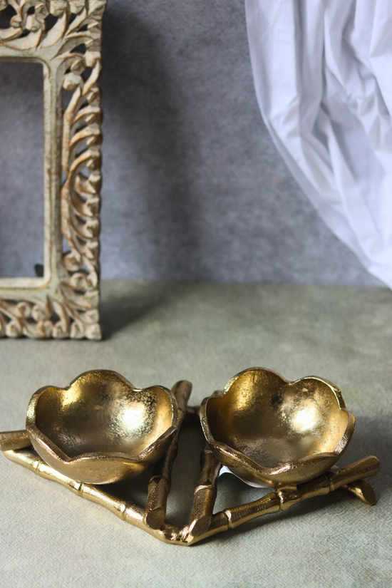 Handmade golden snack tray stunning design