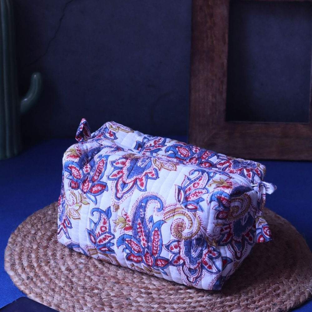 White Paisley Toiletry Bag - Medium made by ceramic