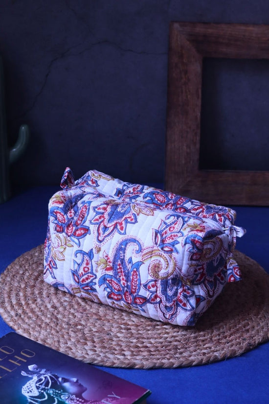 White Paisley Toiletry Bag - Medium made by ceramic