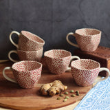 Deep Red Polka Mugs  - Set of 6 with premium quality material