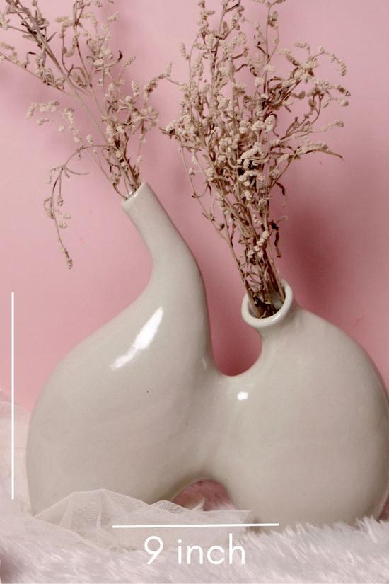 Handmade twin flower vase height & breadth
