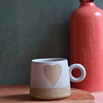 Handmade rustic heart mug 