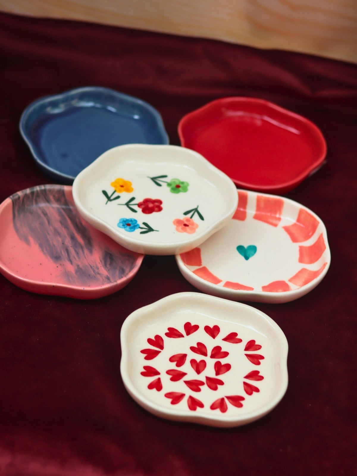 Set of 6 Chic Treats Dessert plates (for the price of 5) handmade in India