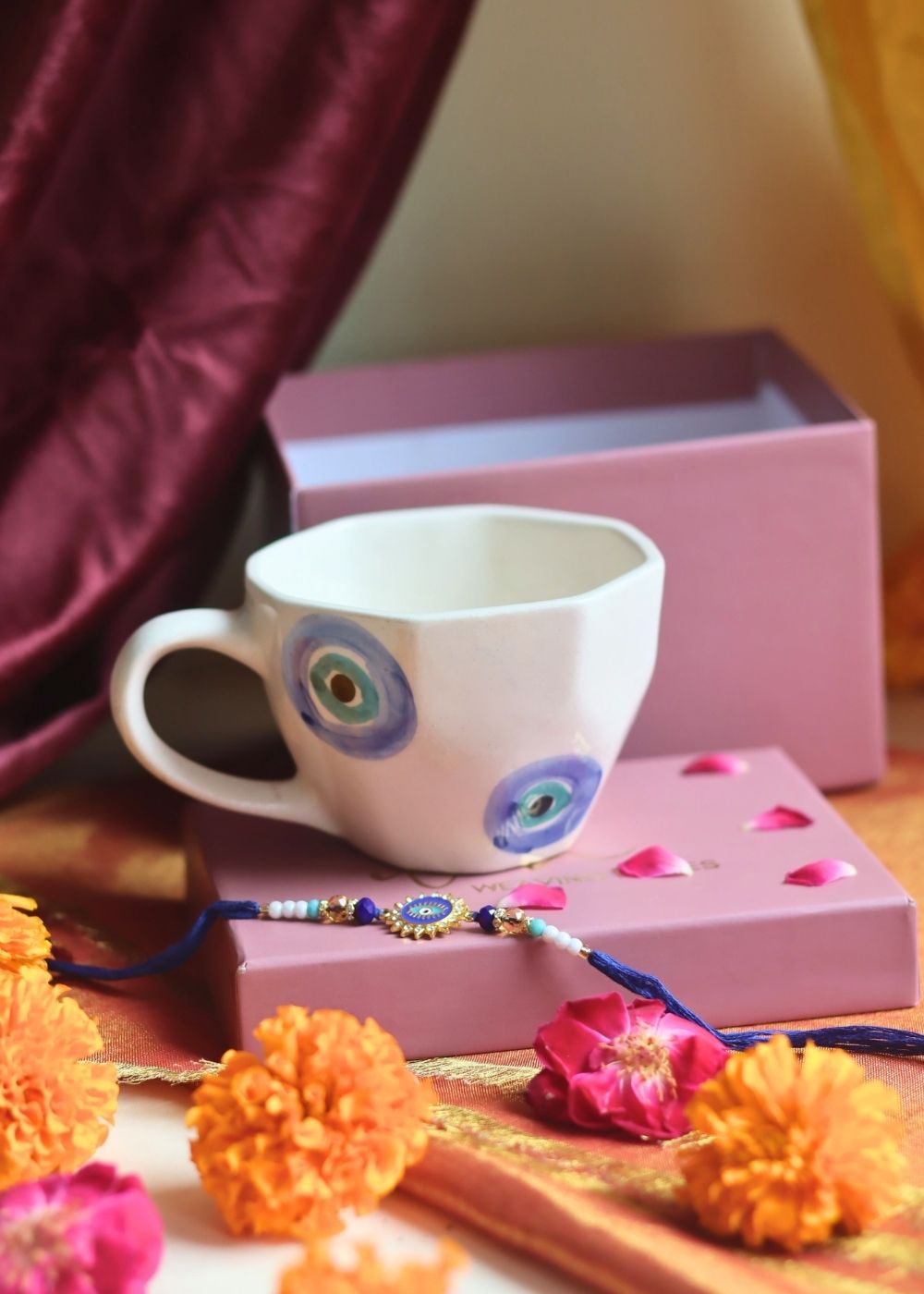 Evil Eye Mug in a Gift box with Rakhi with premium quality material