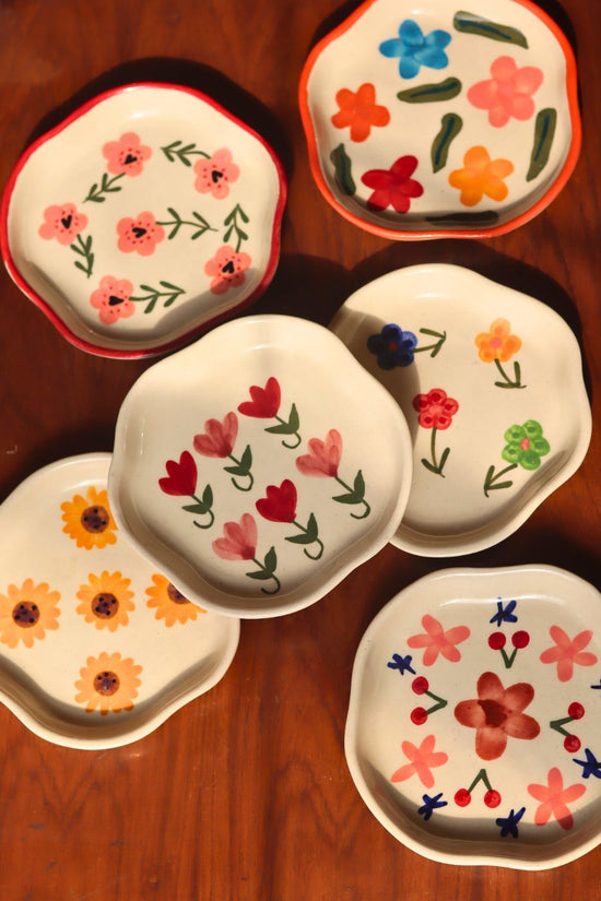 Set of 6 Floral Affair Handmade dessert plates (for the price of 5) made by ceramic