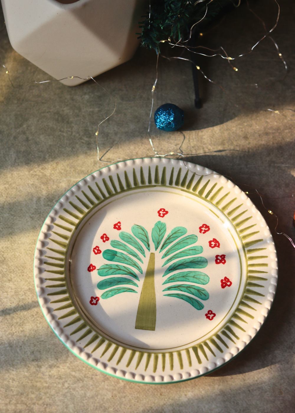 Palm Oasis Handmade Ceramic Plate 