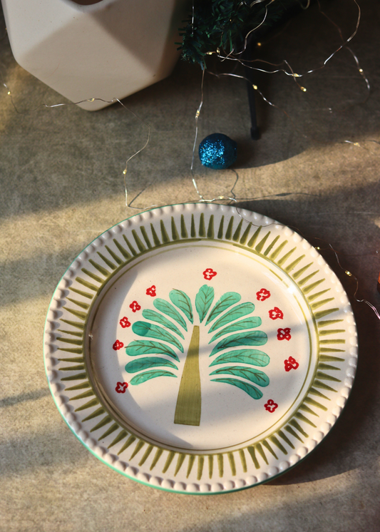 Palm Oasis Handmade Ceramic Plate 