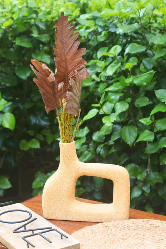 handmade Aesthetic Square Vase - Mustard
