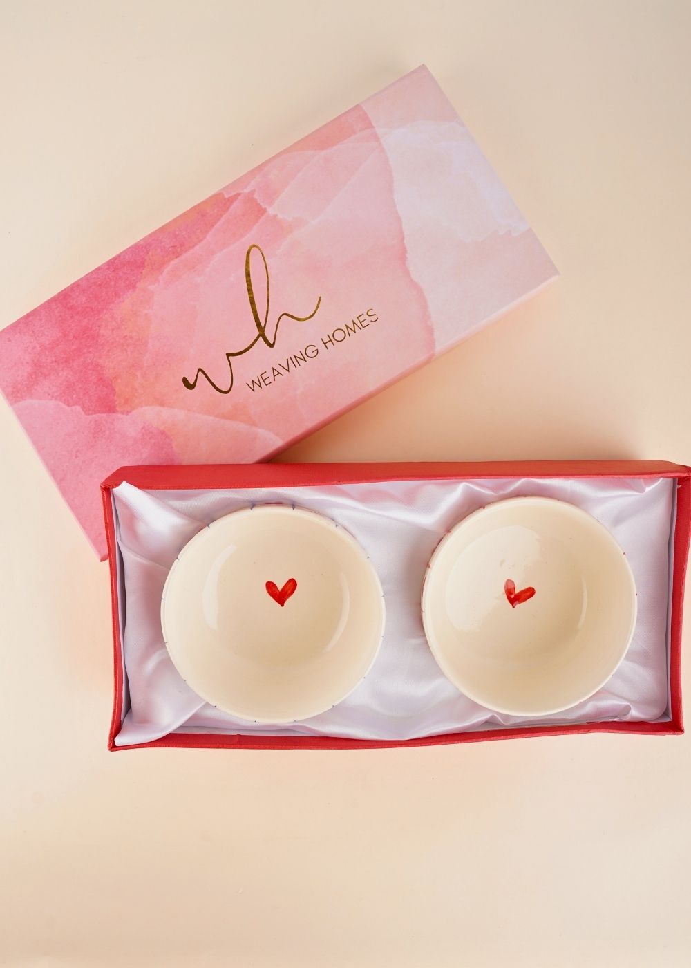 his & her heart bowl in a gift box handmade in india