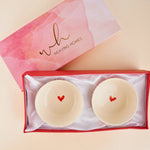 his & her heart bowl in a gift box handmade in india