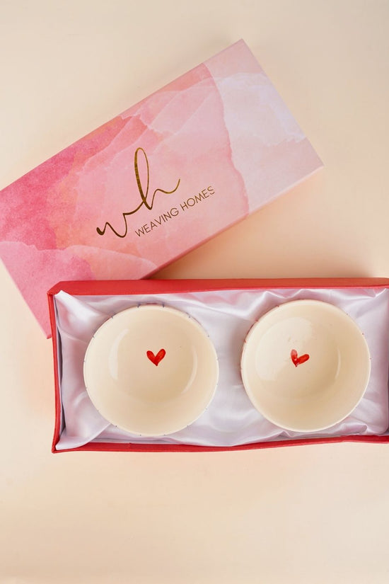 his & her heart bowl in a gift box handmade in india