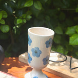 handmade Blue Floral Wine Glass