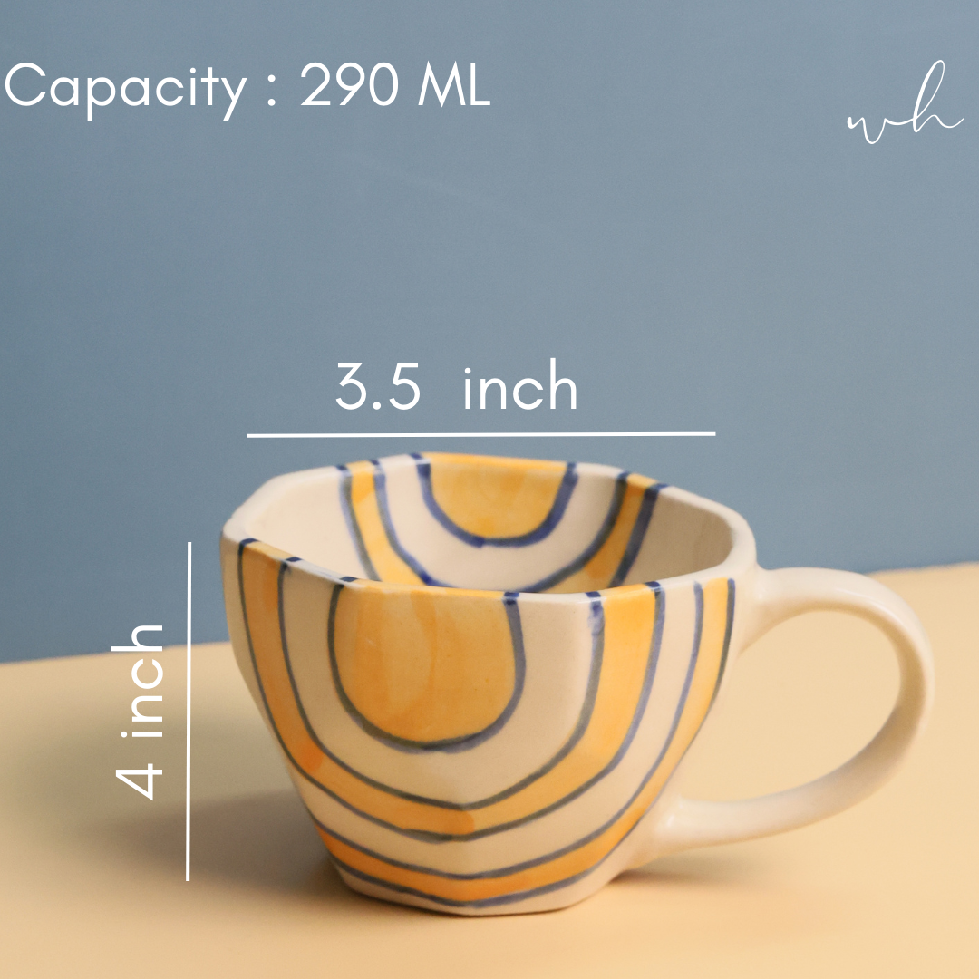 Mustard abstract coffee mug height & breadth