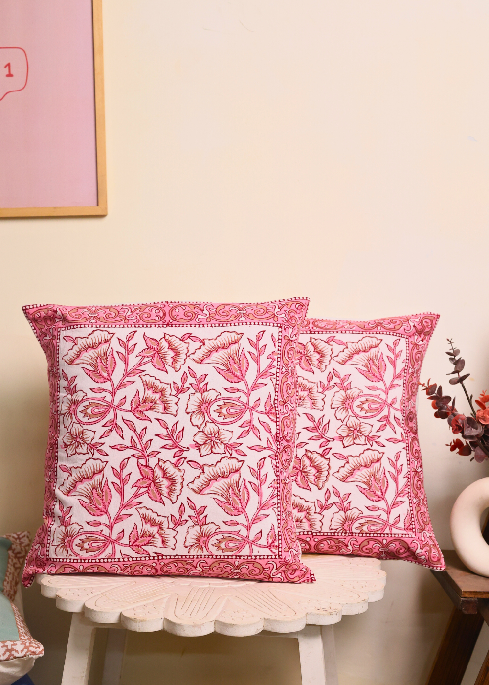 Cotton cushion cover pink color