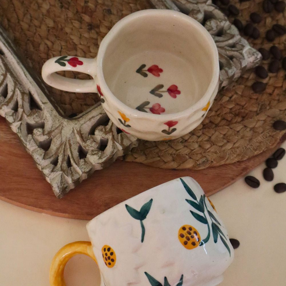 daisy & tulip mug made by ceramic 