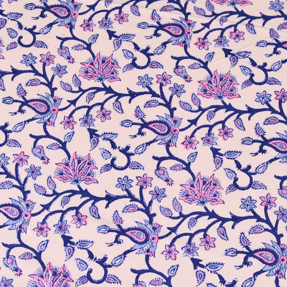 Handprinted purple paisley bedsheet 