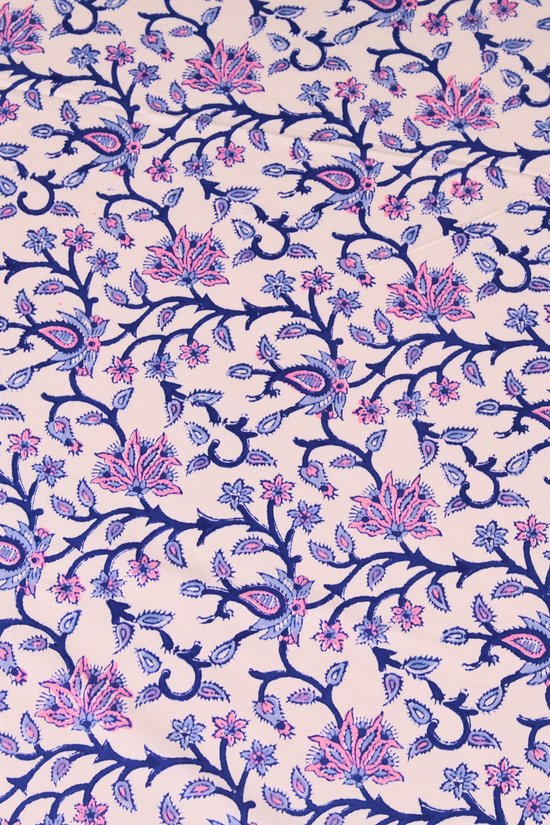 Handprinted purple paisley bedsheet 