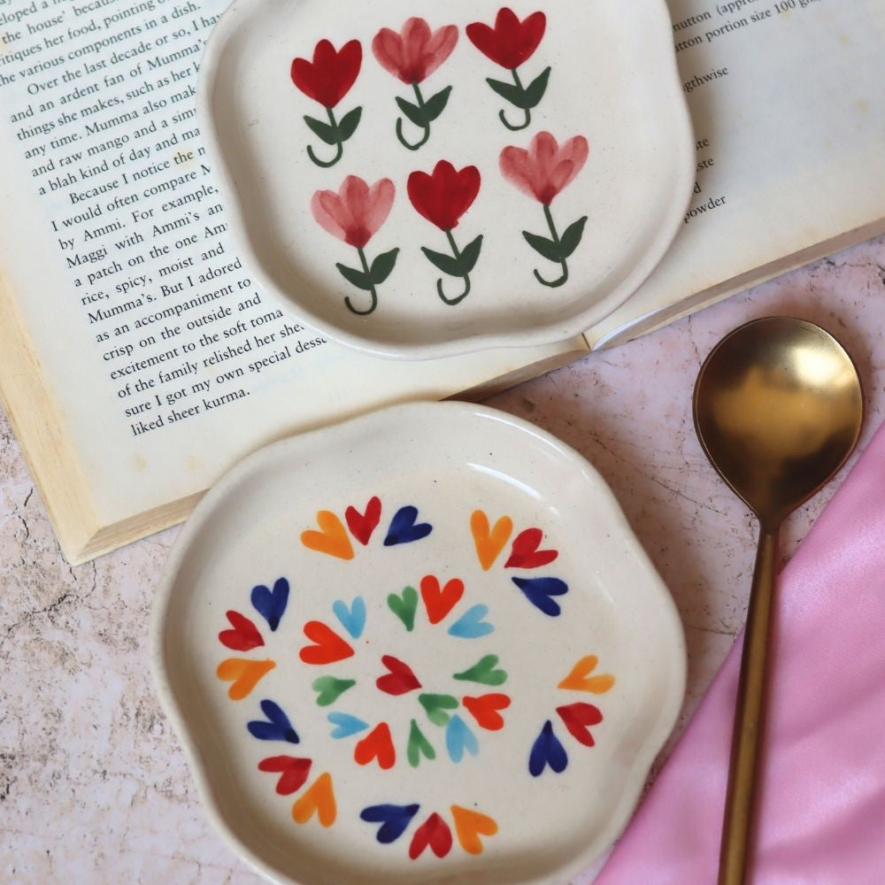 Handmade LoveisLove & Pastel Tulip Handmade Dessert Plate